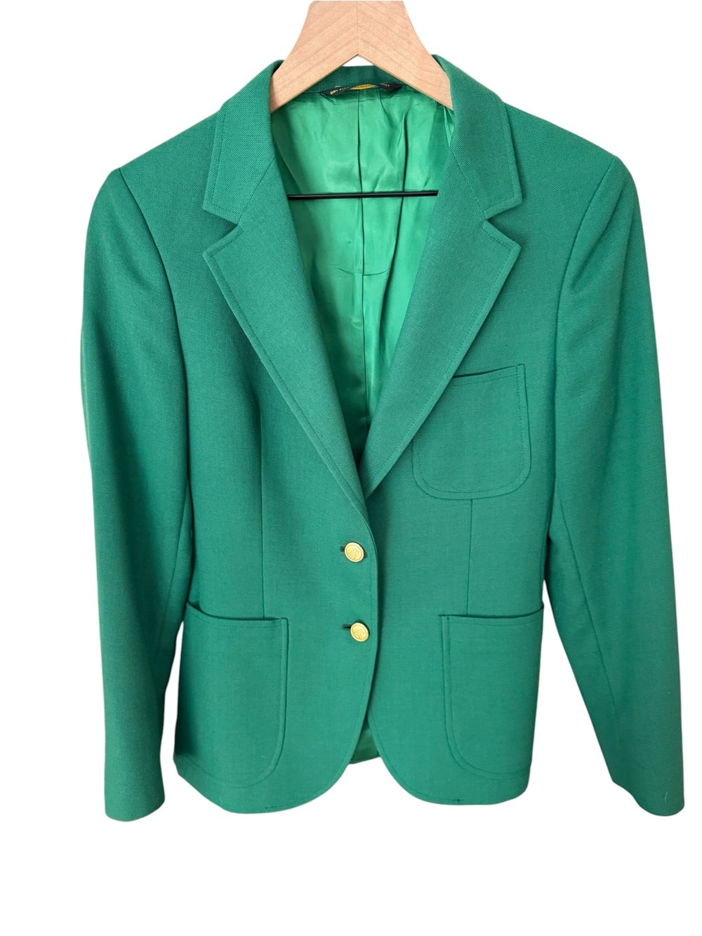 Vintage Masters Vibes Green Blazer Gold Crest Buttons Preppy Equestrian est 2